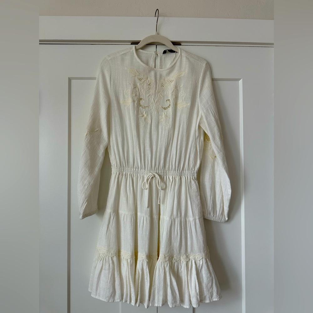 ZARA EMBROIDERED DRESS, SIZE SMALL
